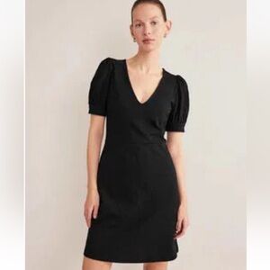 Boden V-Neck Jersey 100% Cotton Mini Dress in Black